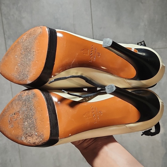 Lanvin Black, Gold, and Cream Heels - Picture 5 of 5